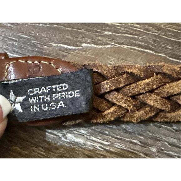 Brighton Vintage Y2K Equestrian Western Solid Brass Braided Leather Belt 42 - Picture 5 of 12